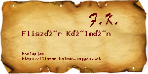 Fliszár Kálmán névjegykártya